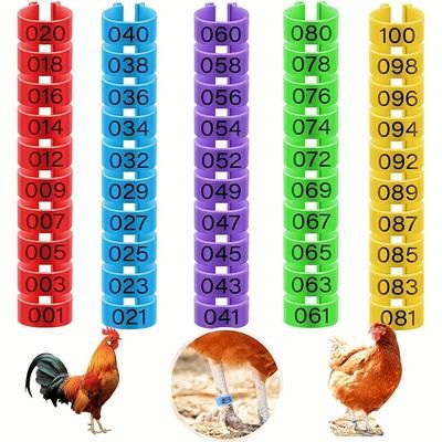 TEMU 100pcs Chicken Leg Rings With 5 Colors, Chicken Leg Bands Colorful Poultry Leg Bands, Clip-on Chicken Ankle Rings For Ducks Chicks Chicken Guinea Pigeons Goose