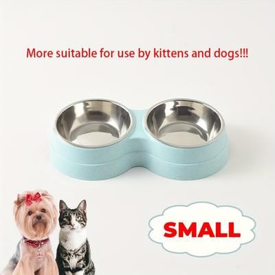 TEMU Stainless Steel Double Pet Bowls With Base, Easy To Bowls Food And Water
