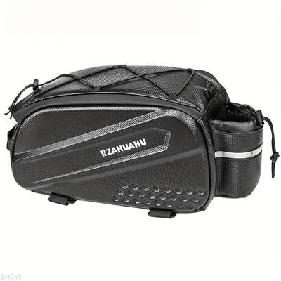 TEMU Large Capacity High Rear Rack Bag - Durable Hard Shell Adjustable Straps, Multiple Compartments For Cycling, Mountain Biking, Commuting & (black)
