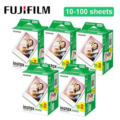 10-100 Sheets Fuji Fujifilm instax Mini 12 11 9 7+ 90 25 50 Film Camera 3 Inch White Edge Films Instant Mini Camera Photo Paper