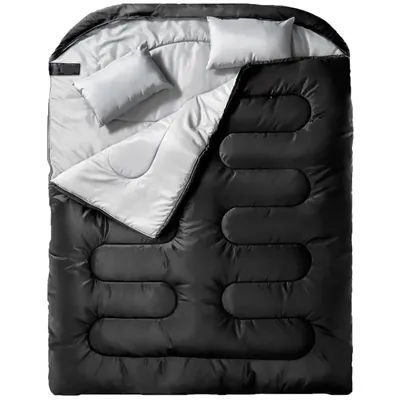 Double Sleeping Bag for Adults with Pillow,for All Season Camping Hiking Backpacking 2 Person for Cold Weather & Warm