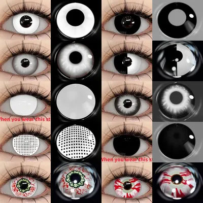 EYESHARE 1Pair Colored Contact Lenses for Eyes White Lenses Cosplay Contact Lenses Crazy Lenses Halloween Eyes Lens Black Lenses