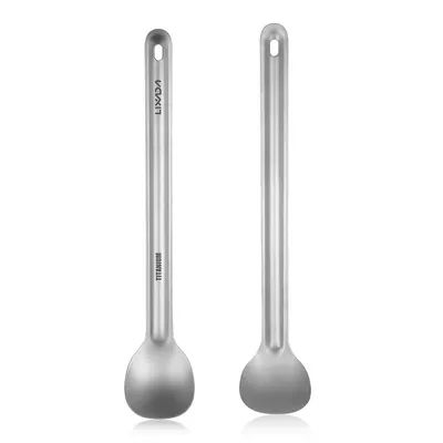 Lixada Titanium Long Handle Spoon Outdoor Portable Dinner Spoon Cutlery Camping Backpacking Picnic Ultralight 15g