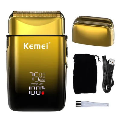 Kemei TX10 new electric shaver with LED display rechargeable beard shaver men's bald shaver original blade accessories