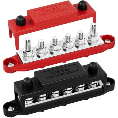 DaierTek 275A Bus Bar 12V Power Distribution Block Car Audio Busbar 6 x 5/16" (M8) Terminal Stud Positive Ground Battery Bus Bar