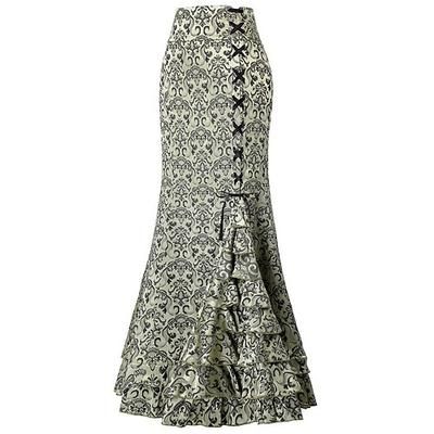 Retrò Vintage Medievale Rinascimento Gonna Ragazza gotica Con Volant Fiore / Floreale Costume Per donna Fantasia Stile Steampunk Mascherata Evento / Festa Adulti Gonna