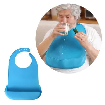 Soft Silicone Burp Bib for Adults Fashionable Old Man Feeding Apron Waterproof Bib Food-grade Burping Cloth