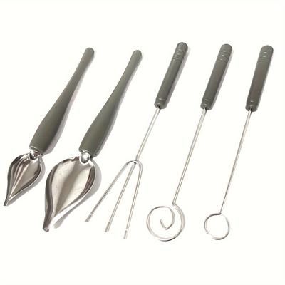 TEMU 5pcs/2pcs Candy Dipping Tools Chocolate Dipping Fork Spoons Set Culinary Decorating Spoons Chef Art Pencil For Decorative Plates