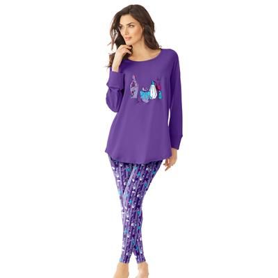 Plus Size Women's 2-Piece PJ Legging Set by Dreams & Co. in Plum Burst Perfume (Size 1X) Pajamas