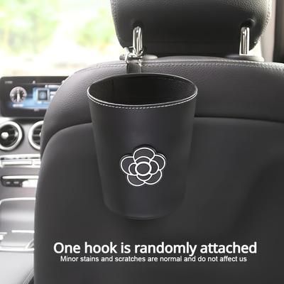 TEMU 1pc Cute Camellia Flower Car Trash Bin Can For Back Seat Headrest Mini Auto Outlet Air Vent Organizer Rubbish Bag Garbage Storage