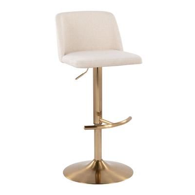 Toriano Adjustable Barstool - Set Of 2 by Lumisource in Cream Noise Gold