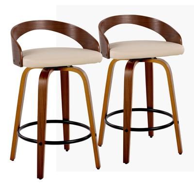 Grotto 26" Fixed-Height Counter Stool - Set Of 2 by Lumisource in Walnut Black Cream