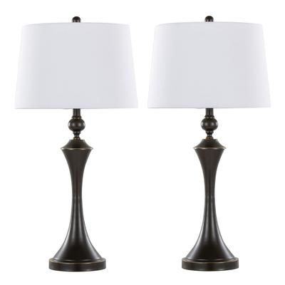 Flint 30.75" Metal Table Lamp With Usb - Set Of 2 by Lumisource in Bronze White