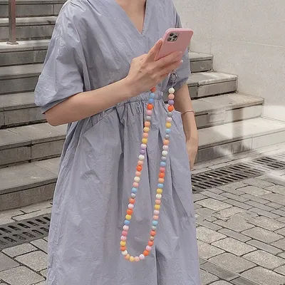 INS Hot Crossbody Rainbow Beads Shockproof Phone Case for iphone 11 13 14 Pro 15 16 Pro Max XS 7 8 Plus Bumper Soft Back cover