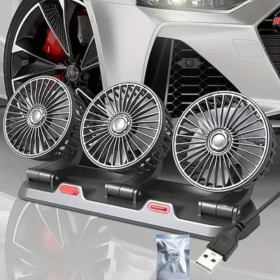 Ventilatore USB da auto a 3 teste 12V/24V - Potente raffreddamento e circolazione dell'aria per il comfort del veicolo durante i lunghi viaggi