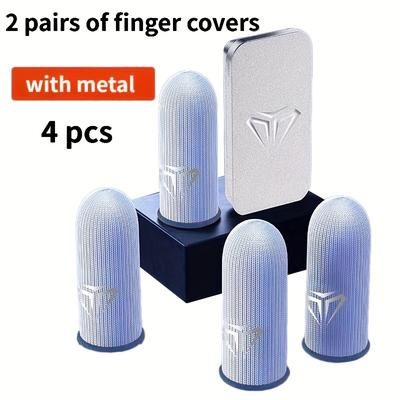 TEMU Kimp 4pcs Gaming Finger Sleeves, With Metal Box, Game Controller Sweatproof Breathable