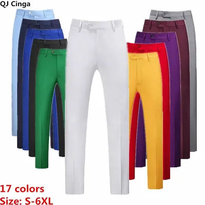 Pantalon de costume bleu pour homme, pantalon de travail élégant rouge pour homme, pantalon décontracté vert et violet pour homme, 17 couleurs, pantalones hombre