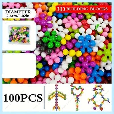 TEMU 60/100/200pcs Plum Building Blocks, 3d Snowflake Building Blocks, Diy Interlocking Puzzle Tree Trunk Education Plastic Assembly Building Toys Christmas Gifts