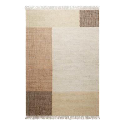 Tappeto intrecciato a mano con frange beige e marrone 80x150