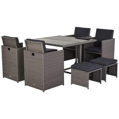 Set mobili da giardino esterno 9pz rattan grigio