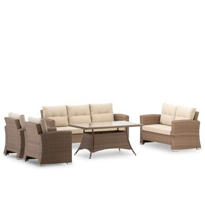 Set da giardino 7 posti con tavolo alto 140x80x68