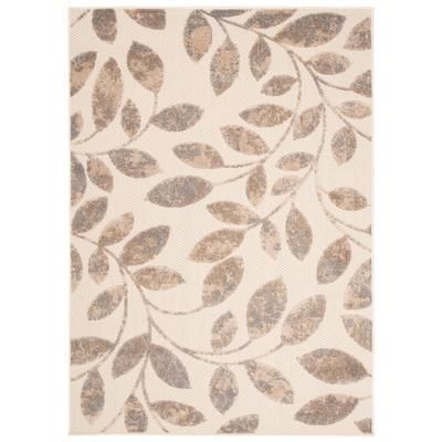 Tappeto interni esterni 3d crema gris beige foglie 160x220cm