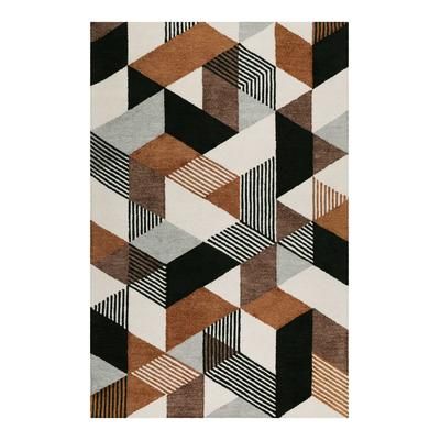 Tappeto fatto a mano a pelo corto colorato marrone grigio 160x230