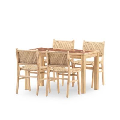 Set da pranzo 4 posti tavolo ceramica terracotta 125x65