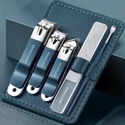 TEMU 5pcs Nail Clippers Set, Professional Manicure Pedicure Kits With Nail Nail Clippers Nail Ear Spoon For Men Women Parent Seniors Care
