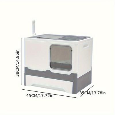 TEMU Cat Litter Box, Self Cleaning Large Cat Pan Drawer Anti-splashing Cat Potty Tray