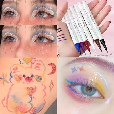 Matte Colored Eyeliner Liquid Pencil Blue Purple Party Eye Makeup Tools Waterproof Lasting Quick-drying No Blooming Eye Liner