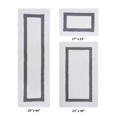 Hotel Collectionis Bath Mat Rug 3 Piece Set (17" x 24" | 24" x 40" | 20" x 60") by Better Trends in White Gray