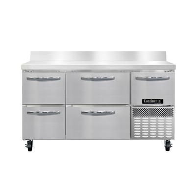 Continental FA60SNBS-D 60"W Worktop Freezer w/ 3 Sections, 3 Door, 3 Drawers, 115v, Stainless Steel