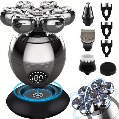 TEMU The Grooming Kit For : Electric Head Shaver With Rotary Blades, Clippers, Nose Trimmer, Brush & Massager - Cordless & Rechargeable!, Father's Day Gift