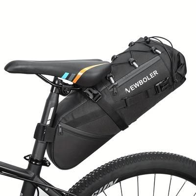 TEMU Newboler Large Capacity Bicycle Bag, Adjustable Strap, Black - Ideal For Long-distance Cycling