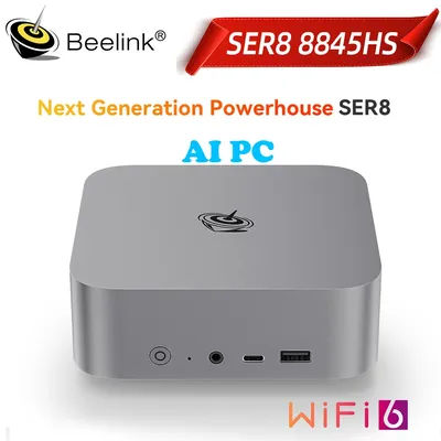 Beelink Mini Gaming PC SER8 Powerful AI PC With AMD Ryzen 7 8845HS 32G DDR5 1T NVME PCIe4.0 Windows 11 2.5Gbps Desktop Computer