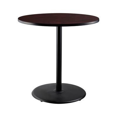 National Public Seating CT13636RBPBTMMY 36" Round Bar Height Table - Mahogany Laminate Top, Steel Base