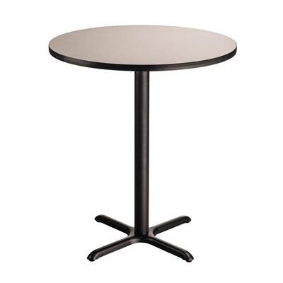 National Public Seating CT13636XBPBTMGY 36" Round Bar Height Table - Grey Nebula Laminate Top, Steel Base, Gray