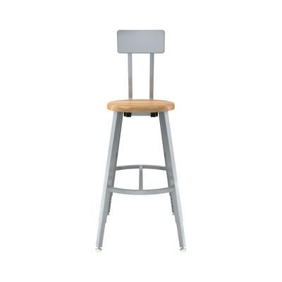 National Public Seating TTSG24HB-BB Round Stool w/ Solid Back & Butcherblock Seat, Gray