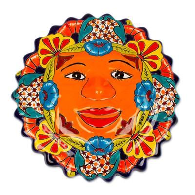 Sunshine,'Talavera-Style Sun Wall Plaque from Mexico'