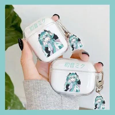 Hatsune Miku custodia trasparente per auricolari per AirPods 1/2 3 Pro 2 Anime carino con portachiavi accessori per cuffie Wireless custodia protettiva