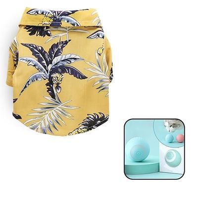 camicia hawaiana per cani 2 pezzi con giocattoli elettrici vestiti per cuccioli per cani di taglia piccola e media taglia ragazzo traspirante albero di cocco t-shirt per cani abbigliamento per