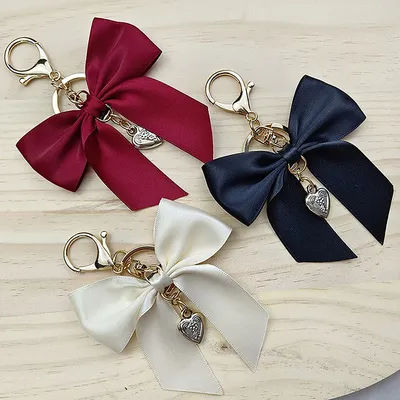 Ribbon Large Bow Keychain Gifts Women Phone Bag Silk Pendant Car Key Holder Jewelry Romantic Charm Ornament Sweet Bow Keychain