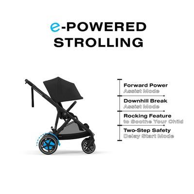 Cybex eGazelle S + Cloud G Lux SensorSafe Travel System Bundle - Black Frame / Moon Black / Moon Bla