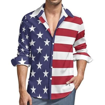 250° anniversario USA Blusa / Camicia Bandiera USA Cosplay Adulti Per uomo Semiquincentenario Giorno dell'Indipendenza / 4 Luglio 4 luglio Feste Performance Costumi di Halloween facili Vestirsi