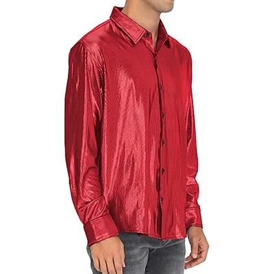 Disco Anni '80 Metallico Lucido Blusa / Camicia Mascherata Disco Tinta unica Costume Per uomo Costume di Carnevale Mascherata Festa / Sera Parata dell'Orgoglio Mese dell'orgoglio Adulti Camicia