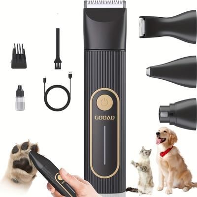 Gooad Dog Clipper Grooming Kit - Low Noise - Cordless Quiet Paw Trimmer Nail Grinder Pet Hair Shaver For Small And Large Dogs Cats Dog Hair Trimmer Also For Pet Hair Around Paws Eyes Ears Face Rump