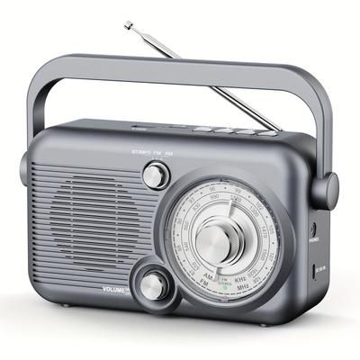 TEMU Portable Radio With Bt Am Fm Radio With Best Reception:vintage Radio Rechargeable Battery Powered Tansistor Radio With Usb And Tf For Mp3 Loud Speaker Stereo Earphone Output