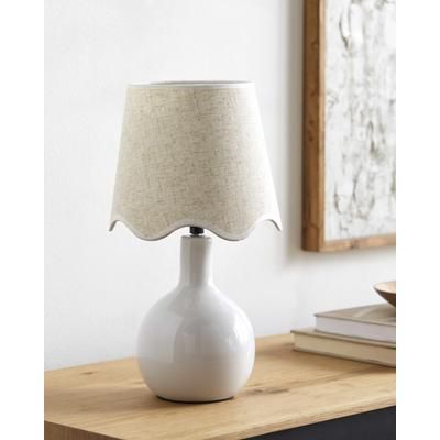 Atenxoxola 15"H x 9"W x 9"D Rustic White/Peach/Translucent Table Lamp - Boutique Rugs