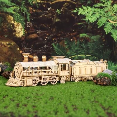 TEMU 3d Wooden Puzzle Mechanical Train Model Kits Puzzles Vehicle Building Kits Unique Gift On Birthday Christmas Day , Christmas Gift